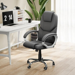 Darphe Grey Pvc Swivel Gaming Office Chair Adjustable Height 112-122Cm With Casters - thumbnail 1