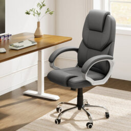 Darphe Grey Pvc Swivel Gaming Office Chair Adjustable Height 112-122Cm With Casters - thumbnail 3