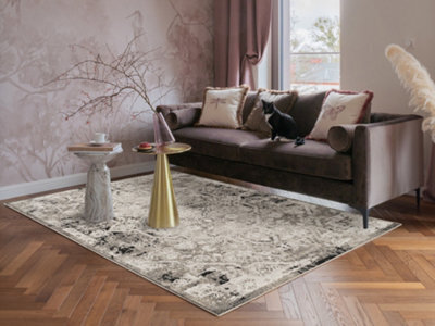 Mayfair Living Room Area Rug Metallic Sheen Contemporary Modern Damask Design - Grey 160Cm X 230Cm - image 1