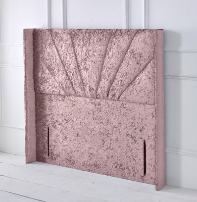 "Adore Designs Alexander Winged Crushed Velvet 6Ft Super King 50"" Floor Standing Headboard - Pink"