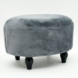 Minster Oval Footstool - Velvet - L27 X W40 X H30 Cm - Grey - thumbnail 2