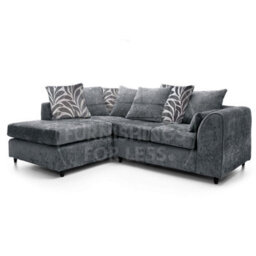 Furnishings For Less UK Zina Grey Chenille L Shaped 3 To 4 Seater Corner Sofa Scatter Back - Left Hand Facing - thumbnail 1