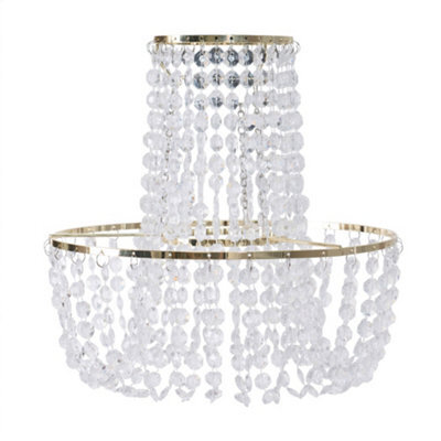 Valuelights Tegan Gold Jewel Acrylic Droplet Chandelier Easy Fit Ceiling Light Shade And Bulb (D)28Cm - image 1