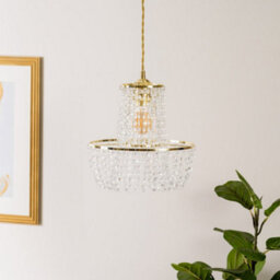 Valuelights Tegan Gold Jewel Acrylic Droplet Chandelier Easy Fit Ceiling Light Shade And Bulb (D)28Cm - thumbnail 3