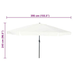 Walplus Garden Parasol White, Black 395 X 395 X 245 Cm Polyester, Steel - thumbnail 7