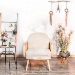 Nordlys Wood And Beige Cane Lounge Chair Countryside Style Living Room - thumbnail 4