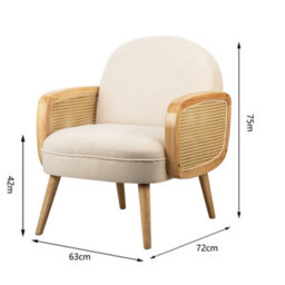 Nordlys Wood And Beige Cane Lounge Chair Countryside Style Living Room - thumbnail 6