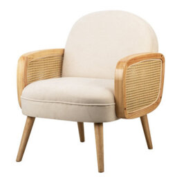 Nordlys Wood And Beige Cane Lounge Chair Countryside Style Living Room - thumbnail 2