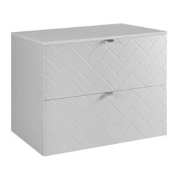 Heze Furniture Trend Herringbone Pattern Door 80Cm Bathroom Cabinet Vanity Unit With Worktop - White - thumbnail 4