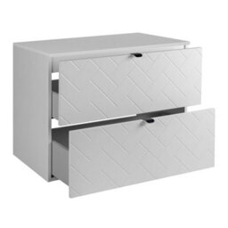 Heze Furniture Trend Herringbone Pattern Door 80Cm Bathroom Cabinet Vanity Unit With Worktop - White - thumbnail 2