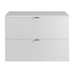 Heze Furniture Trend Herringbone Pattern Door 80Cm Bathroom Cabinet Vanity Unit With Worktop - White - thumbnail 3