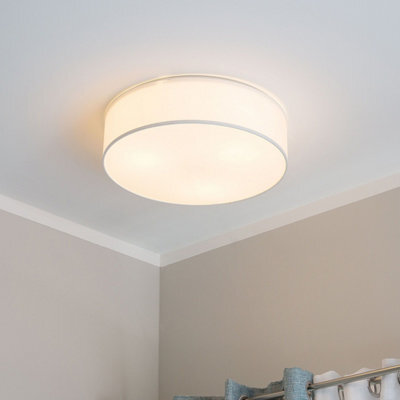 Beliani Flush Ceiling Lamp White Polycotton 45Cm Drum Shade For Modern And Boho Interiors - image 1