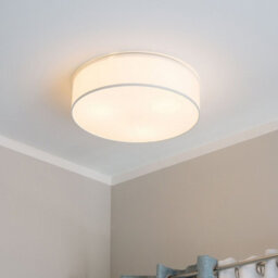 Beliani Flush Ceiling Lamp White Polycotton 45Cm Drum Shade For Modern And Boho Interiors - thumbnail 1