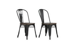Dorel Fusion Dining Chair In Metal In Black, 2 Pieces - thumbnail 2