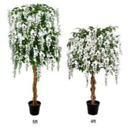 GreenBrokers Premium Artificial White Wisteria Tree, Lifelike Uv-Protected Potted Plant, Maintenance-Free, Indoor & Outdoor Decor (4Ft/130Cm) - thumbnail 5
