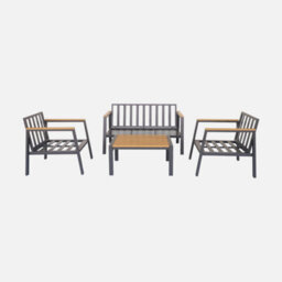 Sweeek - 4-Seater Aluminium And Polywood Garden Sofa Set Beige 128X75X74.5 Cm - Casoria - thumbnail 6