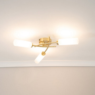 Valuelights Maya 3 Way Curved Cross Over Design Brushed Gold Ceiling Light Fitting For Living Room Hallway - image 1