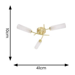 Valuelights Maya 3 Way Curved Cross Over Design Brushed Gold Ceiling Light Fitting For Living Room Hallway - thumbnail 5