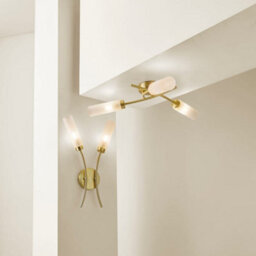 Valuelights Maya 3 Way Curved Cross Over Design Brushed Gold Ceiling Light Fitting For Living Room Hallway - thumbnail 6