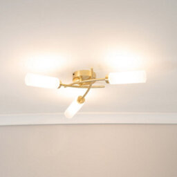 Valuelights Maya 3 Way Curved Cross Over Design Brushed Gold Ceiling Light Fitting For Living Room Hallway - thumbnail 1