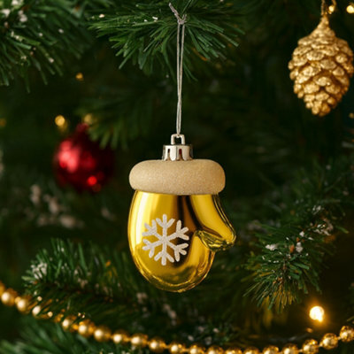 3 Pack Gold Mitten Christmas Tree Ornaments - image 1