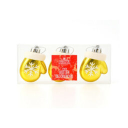 3 Pack Gold Mitten Christmas Tree Ornaments - thumbnail 3