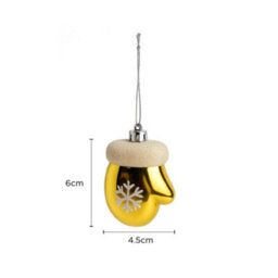 3 Pack Gold Mitten Christmas Tree Ornaments - thumbnail 4