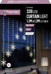 Premier Decorations Limited Led Snowflake Curtain Light Warm White Premier Christmas Window Net 1.2M X 1.2M - thumbnail 2