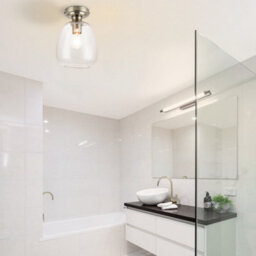 Cosylyte Buxton Bathroom Classic Bubble Glass Ceiling Light - Antique Brass Base - thumbnail 2