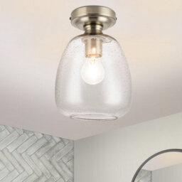 Cosylyte Buxton Bathroom Classic Bubble Glass Ceiling Light - Antique Brass Base - thumbnail 1