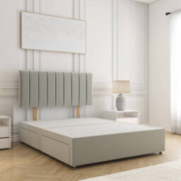 Bsspoke Aria Divan Bed Set Silver Plush Velvet With 24Inch Headboard No Mattress No Drawers In Single Double King 4Ft 6Ft
