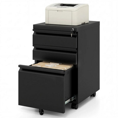 Wheeled Under Desk Metal Filing Cabinet 5 Casters 2 Keys - image 1