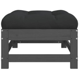 Berkfield Garden Footstool With Cushion Grey Solid Wood Pine - thumbnail 5