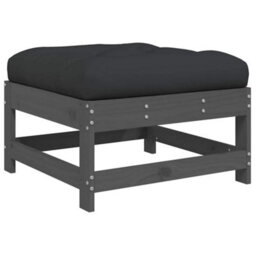 Berkfield Garden Footstool With Cushion Grey Solid Wood Pine - thumbnail 6