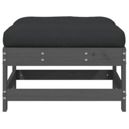 Berkfield Garden Footstool With Cushion Grey Solid Wood Pine - thumbnail 3