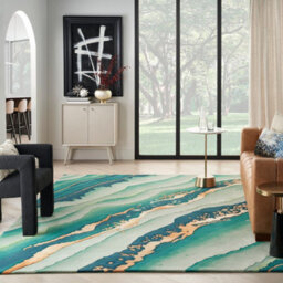 Green Wool Handmade Luxurious Optical/ (3D) Modern Rug Easy To Clean Living Room And Bedroom-114Cm X 175Cm - thumbnail 4