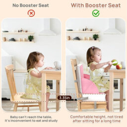 Ladida Portable Toddler Booster Seat,lightweight,compact,easy Clean, With Straps, Pu Pink - thumbnail 5