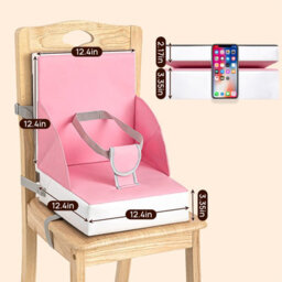 Ladida Portable Toddler Booster Seat,lightweight,compact,easy Clean, With Straps, Pu Pink - thumbnail 8