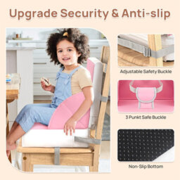 Ladida Portable Toddler Booster Seat,lightweight,compact,easy Clean, With Straps, Pu Pink - thumbnail 7