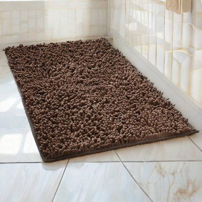 Extra Large Chenille Bath Mat Soft Bathroom Rugs Water Absorbent Pedestal Mats Dark Brown 40 X 120 Cm - image 1