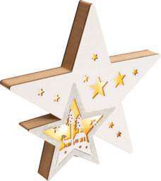 Netagon Christmas Battery Powered Light Up Wooden Christmas Star Ornament - thumbnail 2