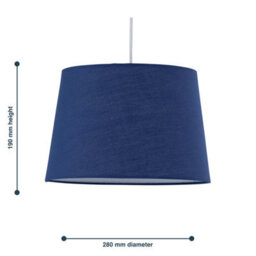 First Choice Lighting Navy Cotton 28Cm Tapered Cylinder Pendant Or Lamp Shade - thumbnail 5