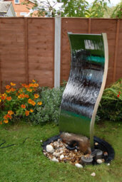 Primrose Outdoor Double Sided Curved Stainless Steel Water Wall 180Cm - thumbnail 1