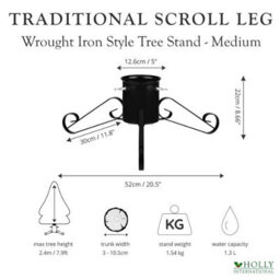 Holly International Traditional Metal Scroll Leg Christmas Tree Stand Black Medium For Real Trees Up To 2.4M - thumbnail 5