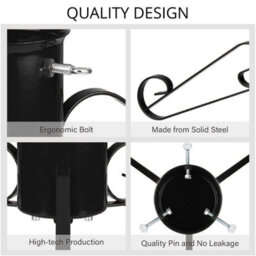 Holly International Traditional Metal Scroll Leg Christmas Tree Stand Black Medium For Real Trees Up To 2.4M - thumbnail 4