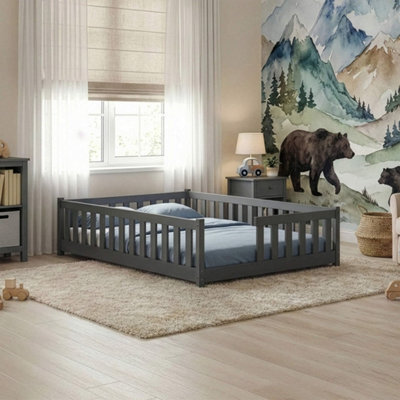 Arte Ivy Graphite 120 X 200Cm European Small Double Low Bed - Foam/bonnell Mattress Included - image 1