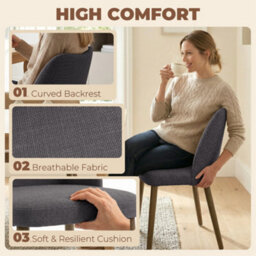 Homcom Dining Chairs Set Of 2, Kitchen Chairs With Padded Seat, Curved Back - thumbnail 5