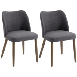 Homcom Dining Chairs Set Of 2, Kitchen Chairs With Padded Seat, Curved Back - thumbnail 2
