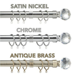 Home Treats Metal Curtain Pole Set Extendable 40Cm To 325Cm Satin Nickel 25mm Curtain Rail - thumbnail 3