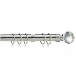 Home Treats Metal Curtain Pole Set Extendable 40Cm To 325Cm Satin Nickel 25mm Curtain Rail - thumbnail 1